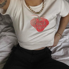 cute strawberry crop top boogzel clothing