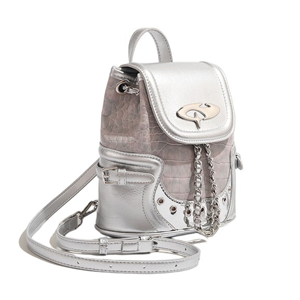 cyber aesthetic silver backpack boogzel clothing