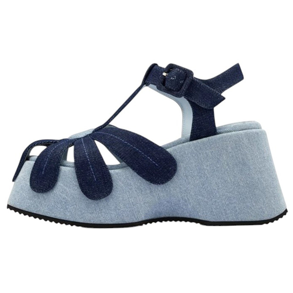 daisy denim platform sandals boogzel clothing