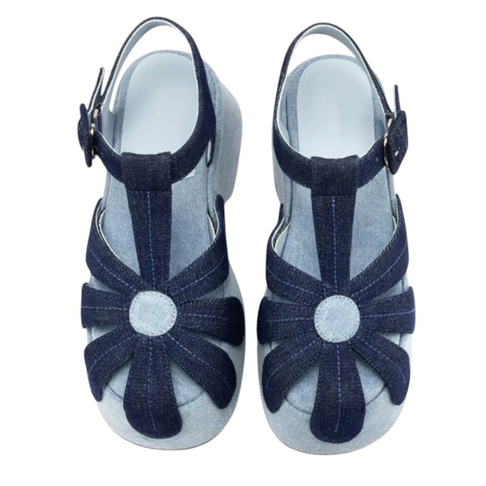 daisy denim platform sandals boogzel clothing