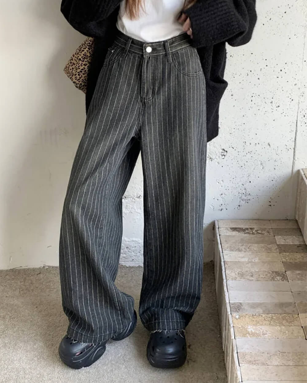 dark academia striped baggy jeans boogzel clothing