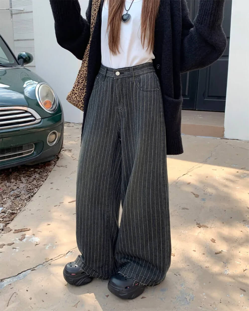 dark academia striped baggy jeans boogzel clothing
