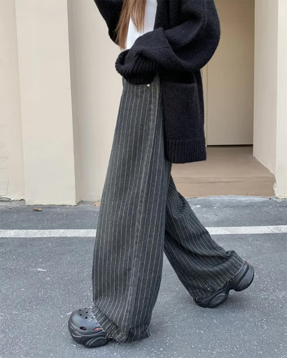 dark academia striped baggy jeans boogzel clothing
