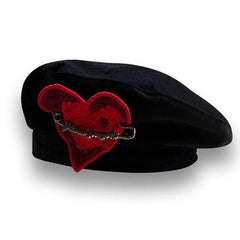 heart black beret boogzel clothing