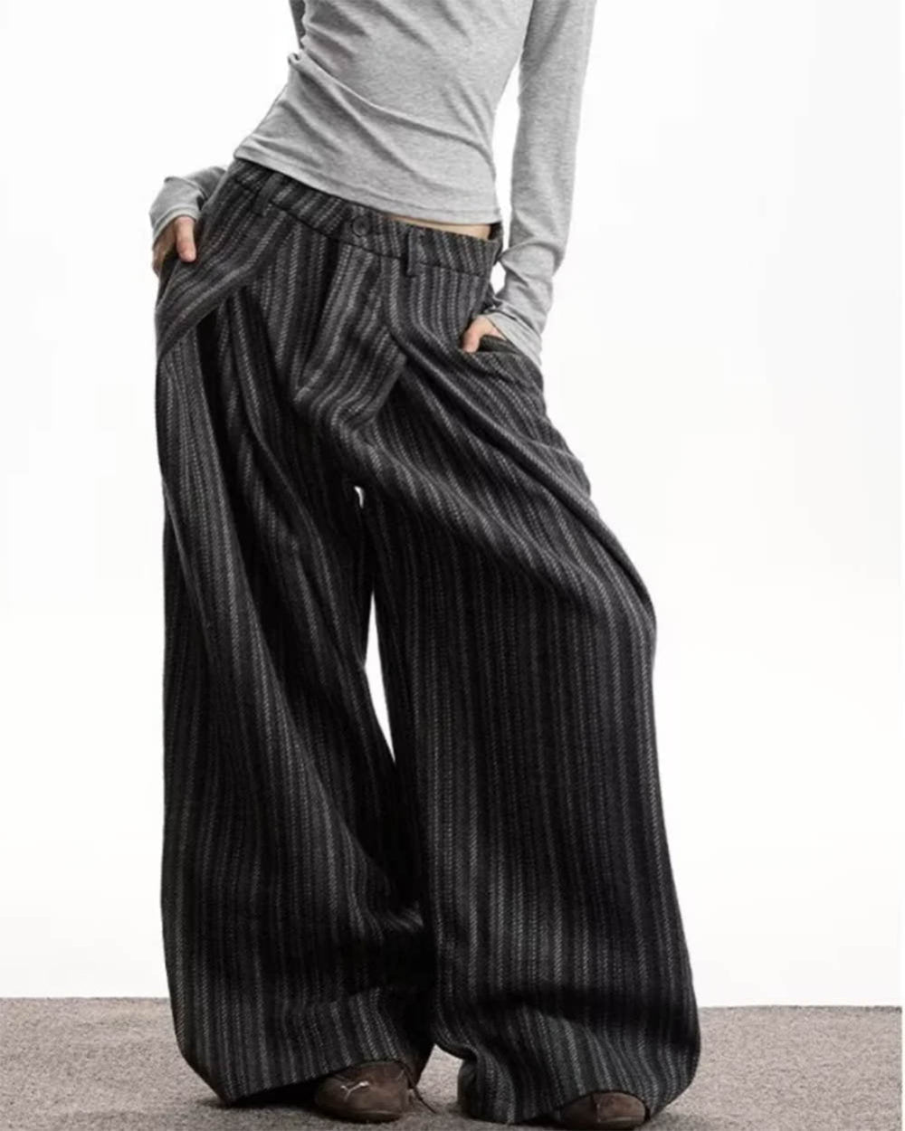 dark academia stripe trousers boogzel clothing