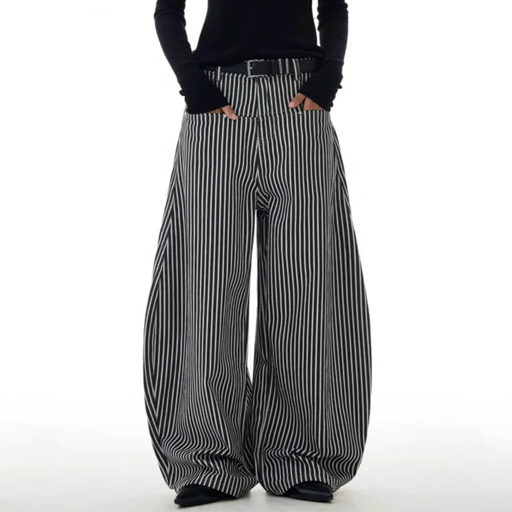 dark academia stripe wide leg pants boogzel clothing