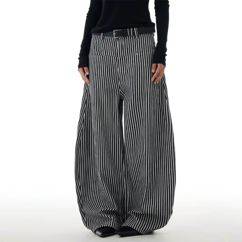 dark academia stripe wide leg pants boogzel clothing