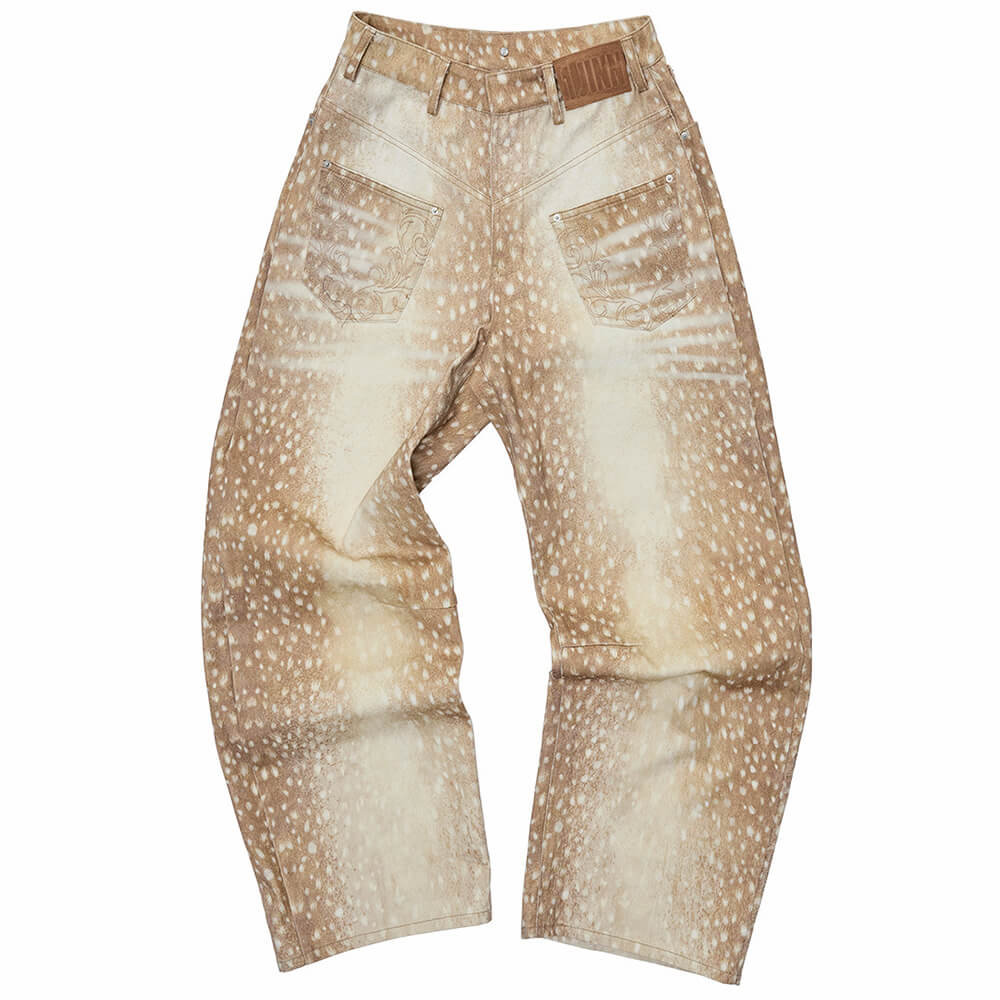 deer print wide leg jeans boogzel clothing