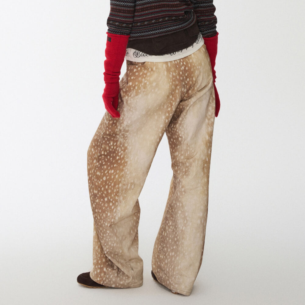 deer print wide leg jeans boogzel clothing