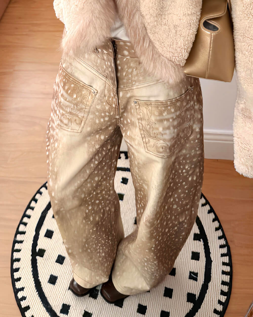 deer print wide leg jeans boogzel clothing