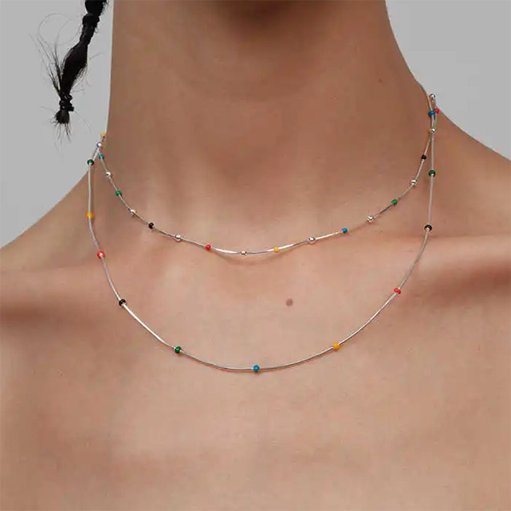 delicate beaded chain necklace boogzel clothing