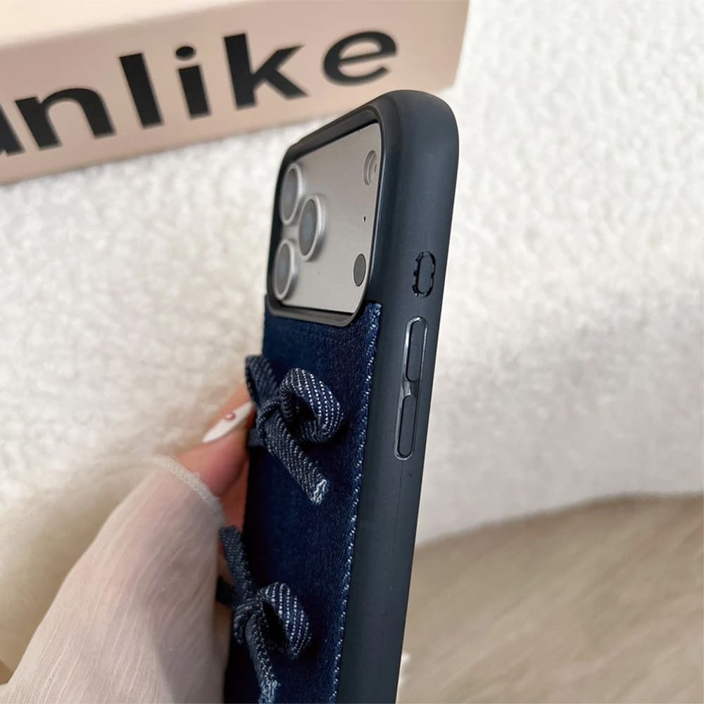 denim bow iphone case boogzel clothing
