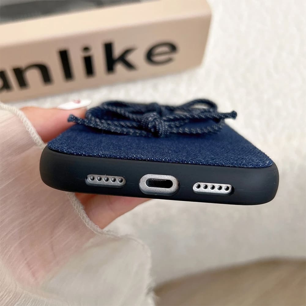 denim bow iphone case boogzel clothing