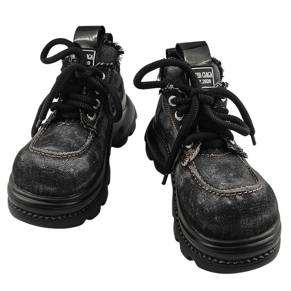 denim chunky platform boots boogzel clothing