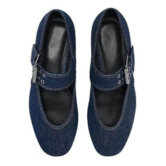 denim buckle strap mary jane flats boogzel clothing