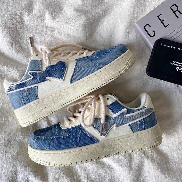 Denim Heart Aesthetic Sneakers boogzel clothing
