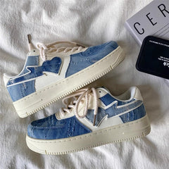 Denim Heart Aesthetic Sneakers boogzel clothing
