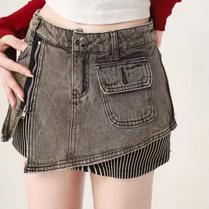 denim skirt and leg warmers set boogzel clothing