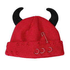 devil horns knit beanie hat boogzel clothing