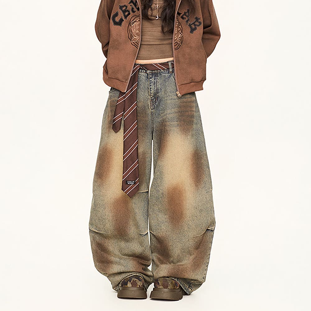 dirty washed baggy wide leg jeans boogzel clothing