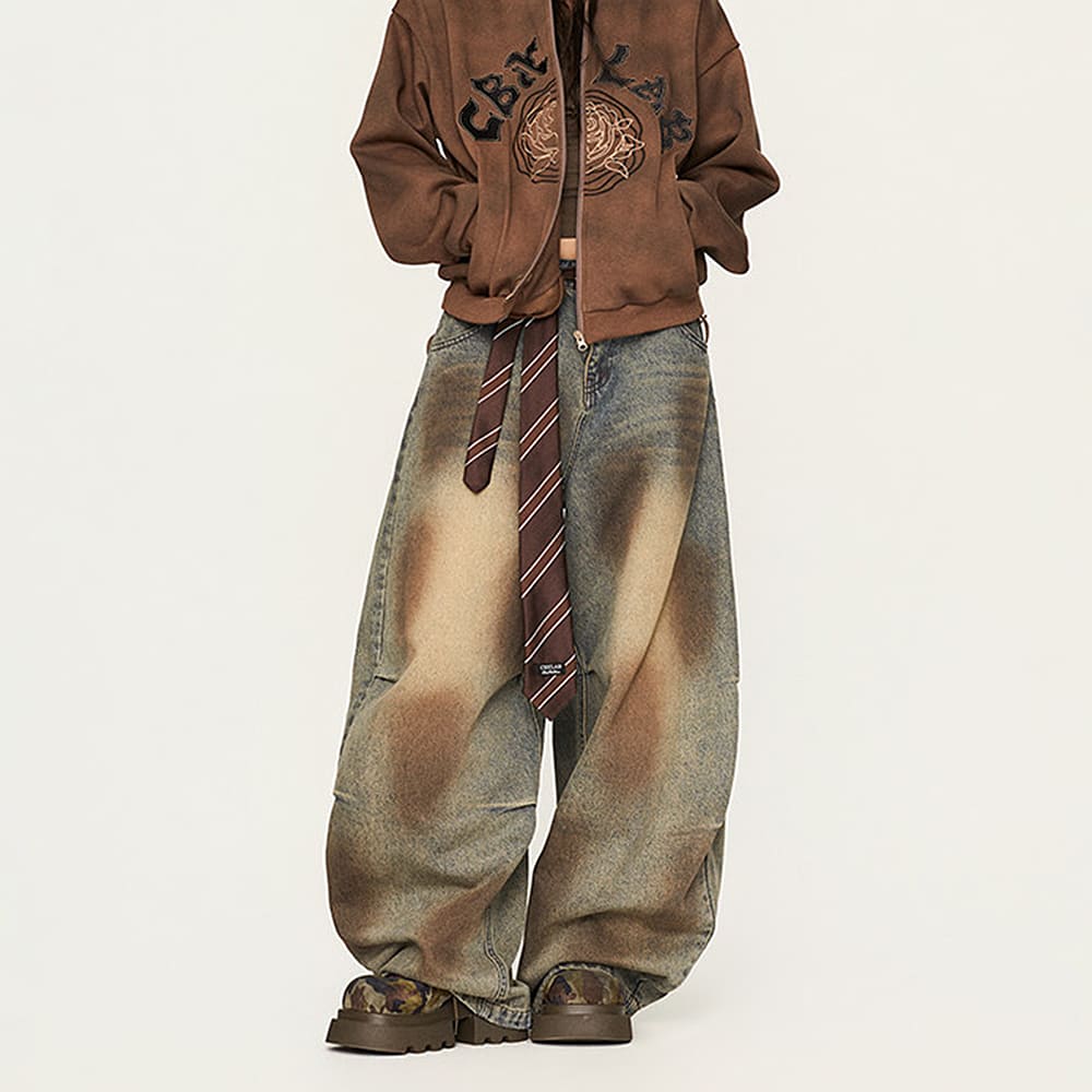 dirty washed baggy wide leg jeans boogzel clothing