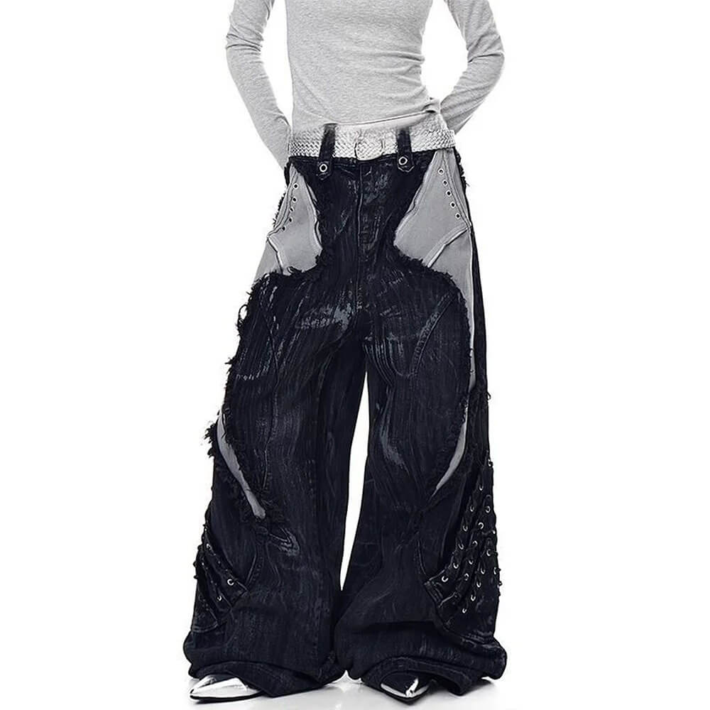 distressed wide leg jeans boogzel clothing