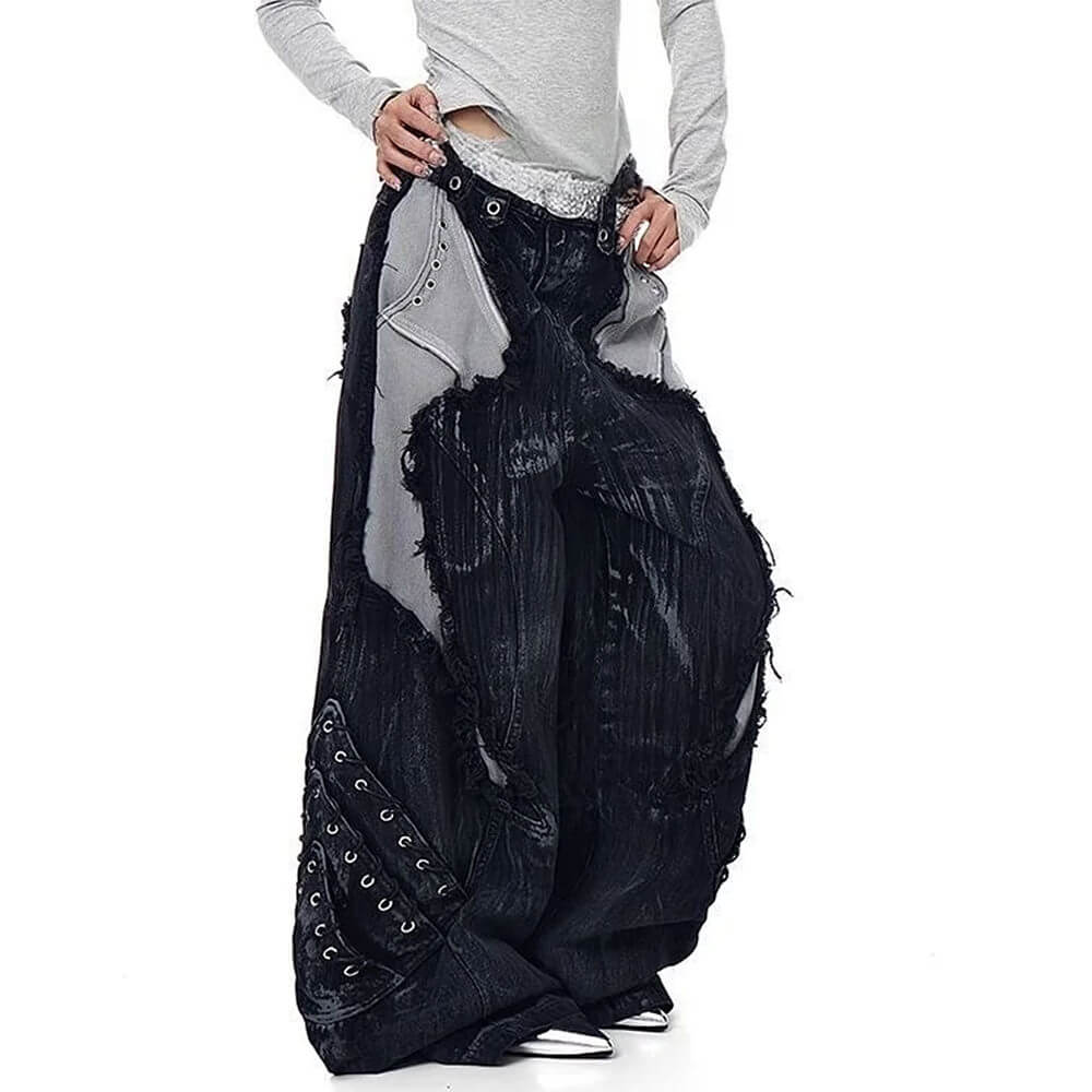 distressed wide leg jeans boogzel clothing