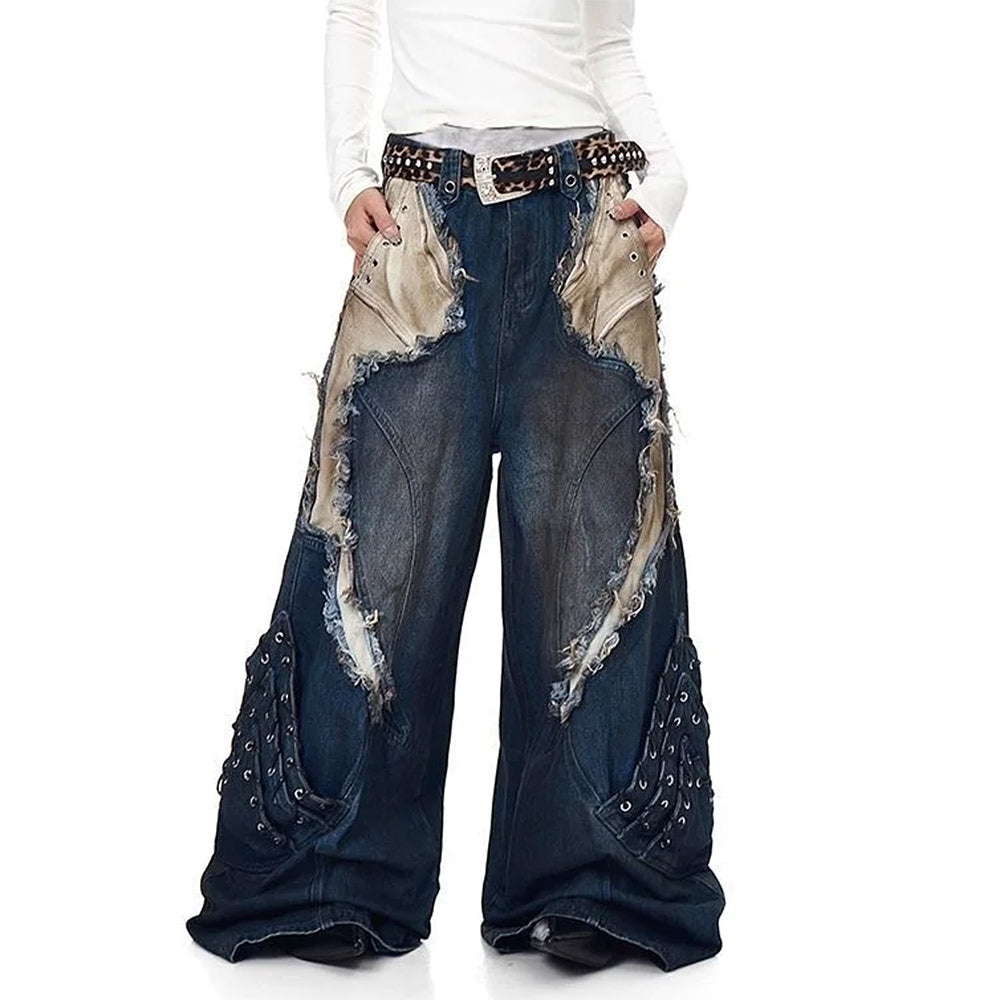 distressed wide leg jeans boogzel clothing
