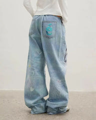 dog print wide leg jeans boogzel clothing