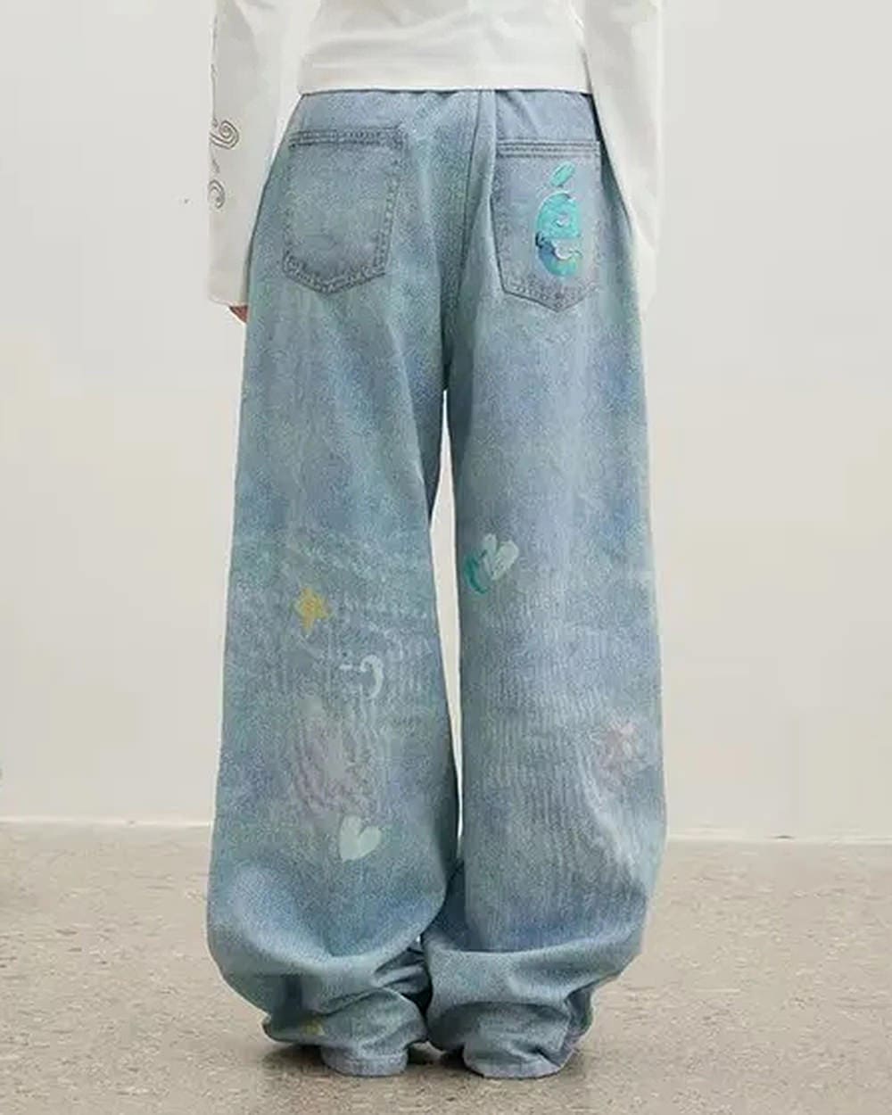 dog print wide leg jeans boogzel clothing