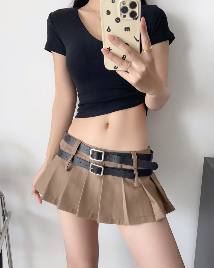 Y2K Double-Belt Extreme Micro Skirt boogzel clothing
