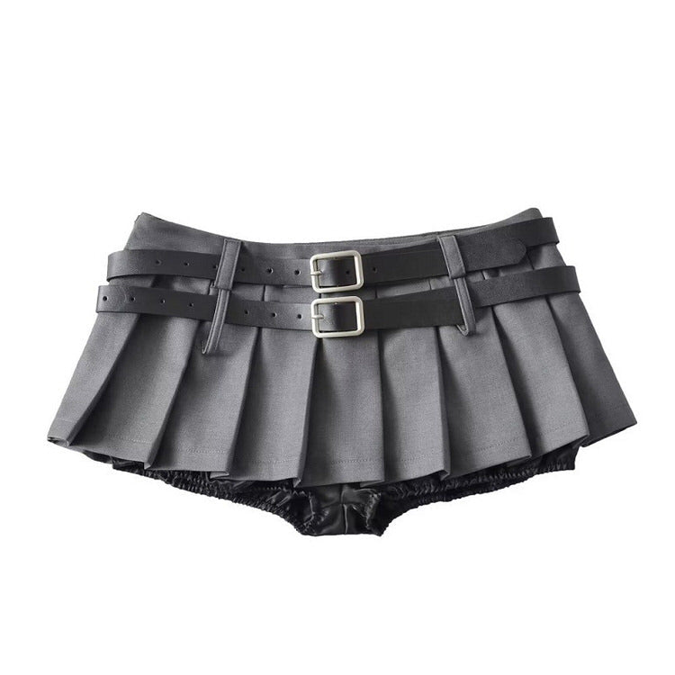 Y2K Double-Belt Extreme Micro Skirt boogzel clothing