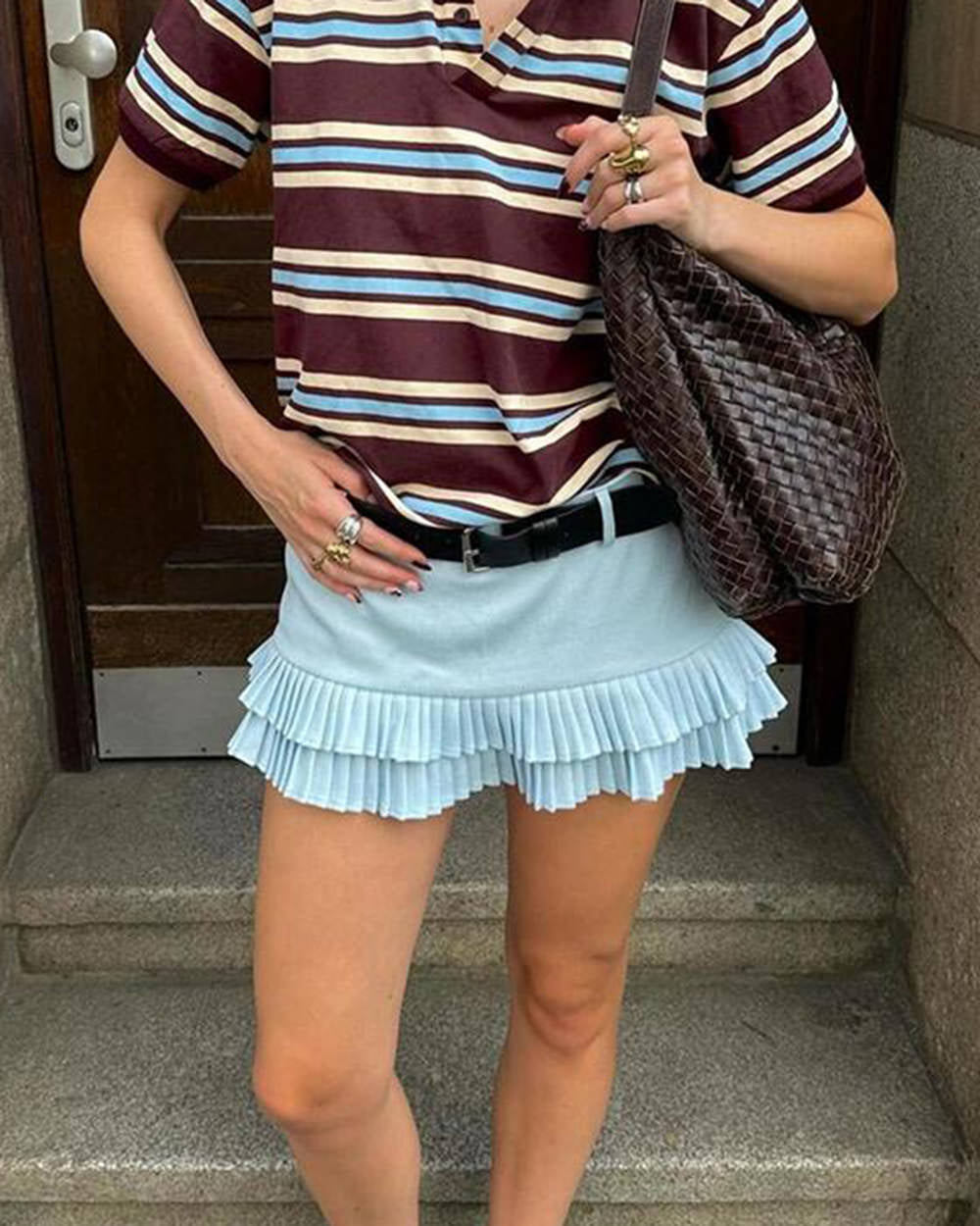 double layer pleated mini skirt boogzel clothing