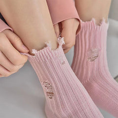pink destroyed socks boogzel clothing