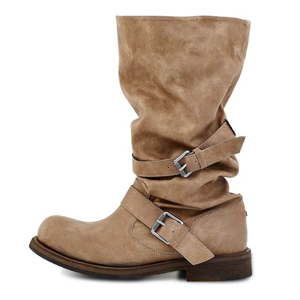 dusty road mid calf buckle boots boogzel clothing