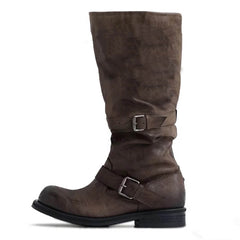 brown mid calf buckle boots boogzel clothing