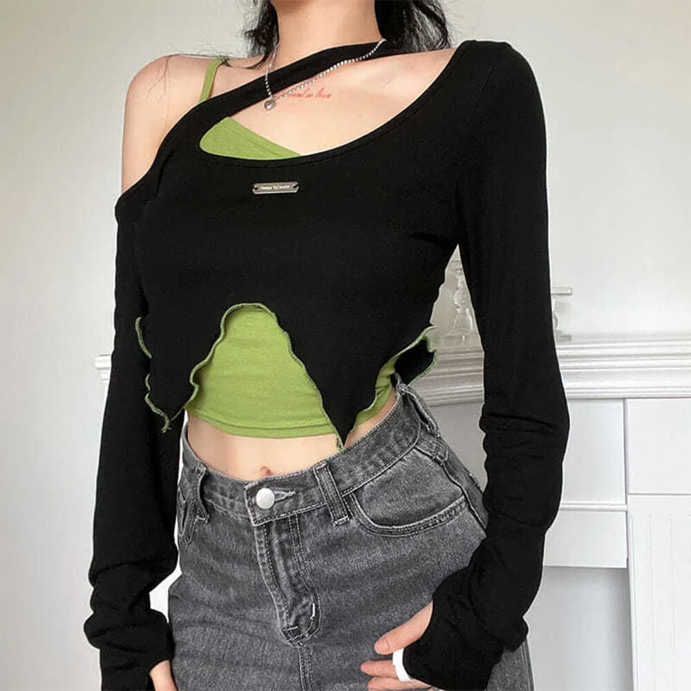 e girl layered crop top boogzel clothing