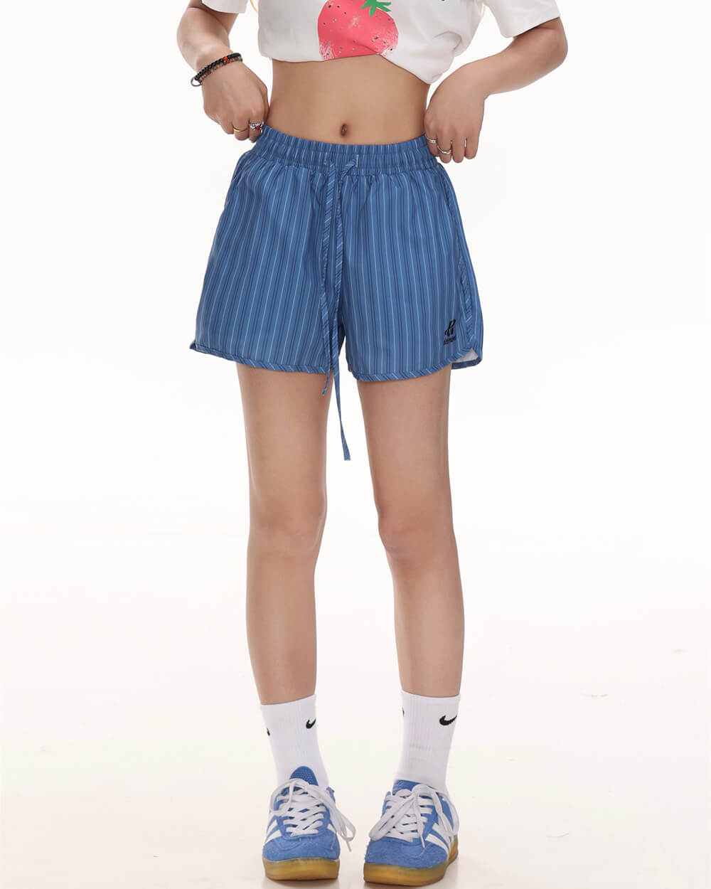 elastic waist pinstriped shorts boogzel clothing