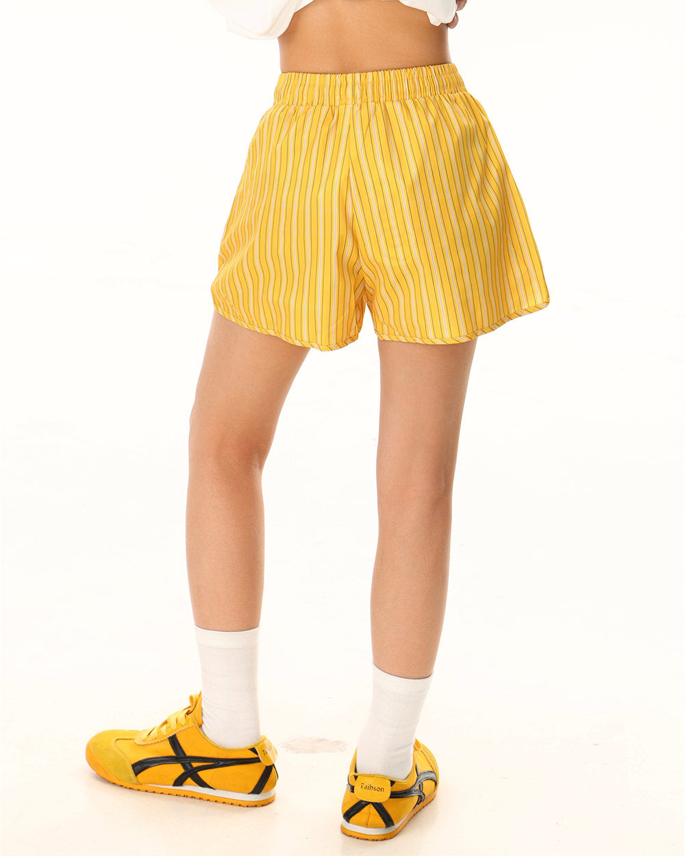 elastic waist pinstriped shorts boogzel clothing
