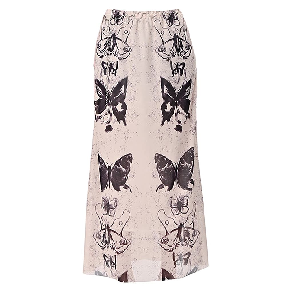 fairy grunge butterfly maxi skirt boogzel clothing