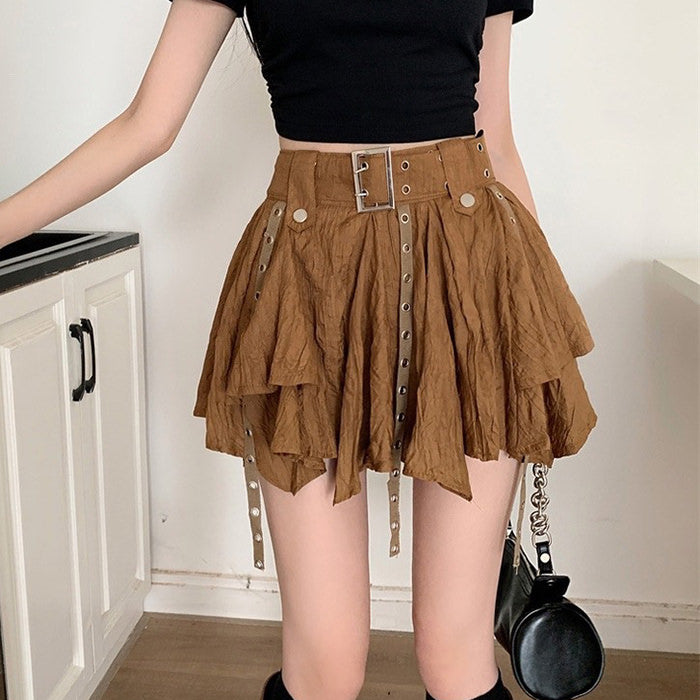fairy aesthetic brown mini skirt boogzel clothing