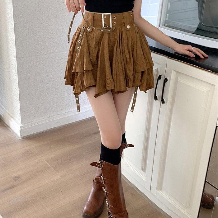 aesthetic brown mini skirt boogzel clothing