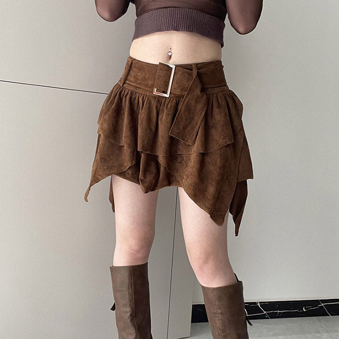 fairycore brown cord skirt boogzel clothing