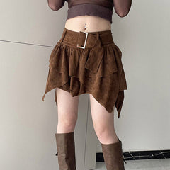 fairycore brown cord skirt boogzel clothing