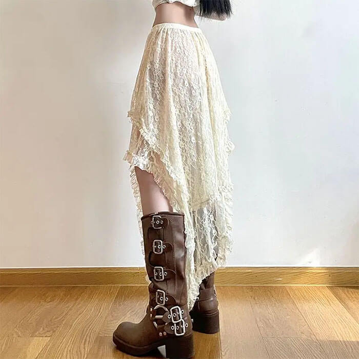 asymmetrical lace skirt boogzel clothing