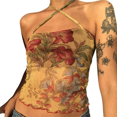 fairycore floral mesh halter top boogzel clothing