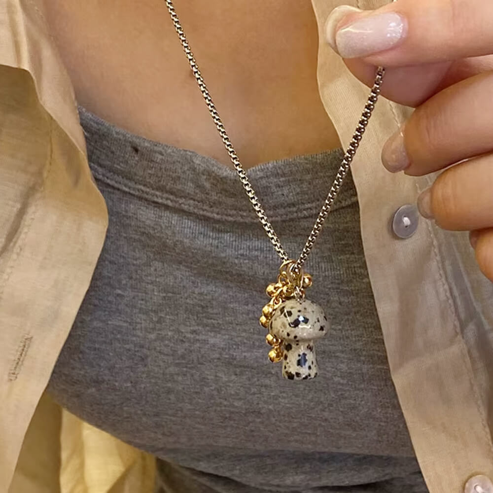 fairycore mushroom pendant necklace boogzel clothing