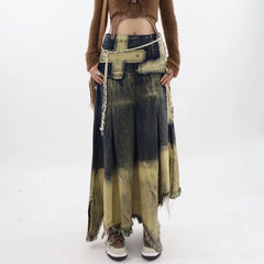 fairy grunge washed long denim skirt boogzel clothing