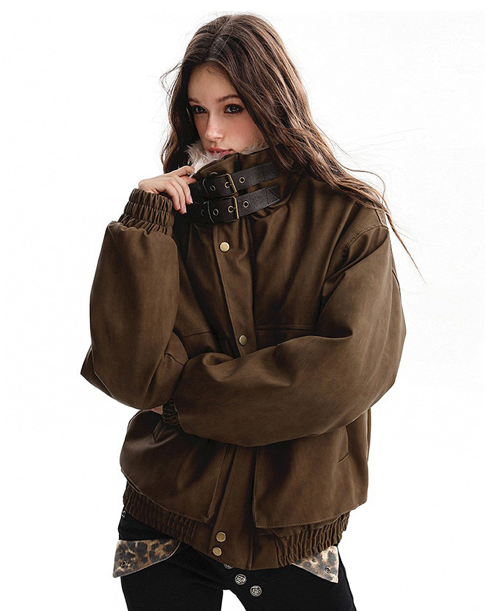 faux fur aviator jacket y2k boogzel clothing