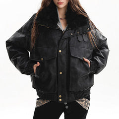 faux fur aviator jacket y2k boogzel clothing